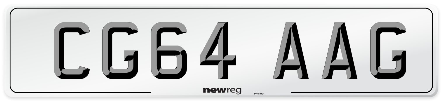 CG64 AAG Number Plate from New Reg